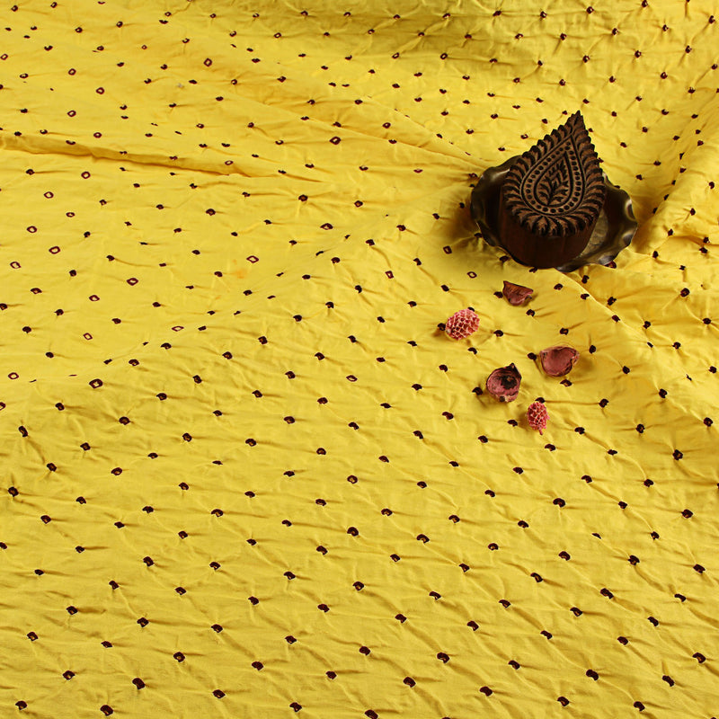 Lemon Yellow Cotton Bandhej Fabric (2.5m)