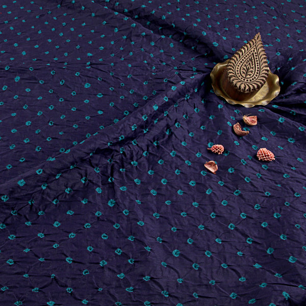 Blue Cotton Bandhej Fabric - 4.8 Meters
