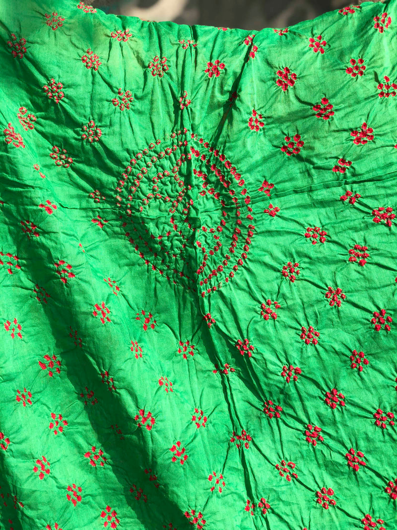 Bandhej Light Green Cotton Dupatta
