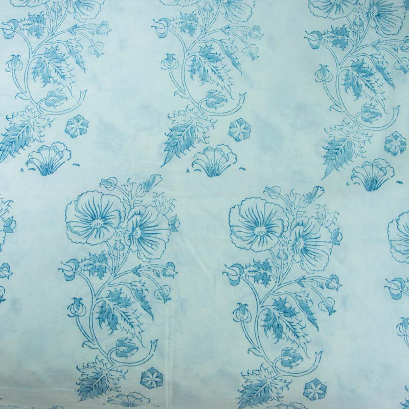 White Primsrose Block Printed Cotton Fabric