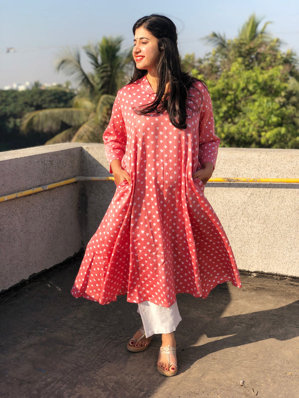 Gulabo  Bandhej Kali Kurta | Relove