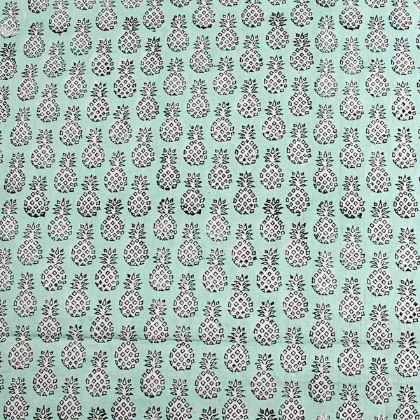 Sanganeri Anar Butti Mint Green Hand Block Printed Cotton Fabric