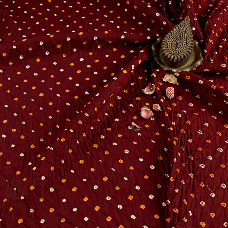 Bandhej Red Small Dots Cotton Fabric