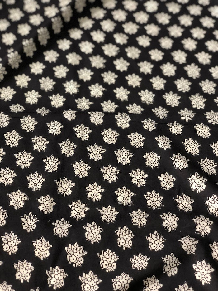 Midnight Kali Block Printed Cotton Fabric