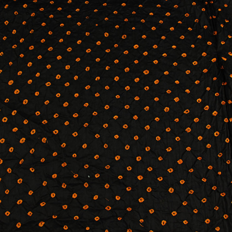 Bandhej Black, Orange Dots Cotton Fabric