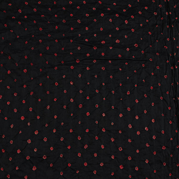 Bandhej Black Red Dots Cotton Fabric