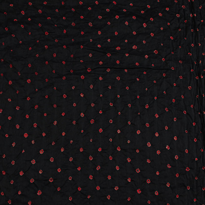 Bandhej Black Red Dots Cotton Fabric