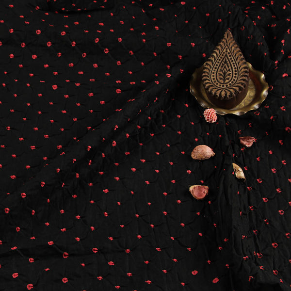 Bandhej Black Coral Dots Cotton Fabric (2.5m)