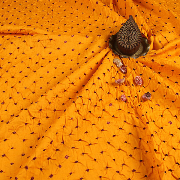 Bandhej Red Mango Yellow Dots Cotton Fabric (2.5m)