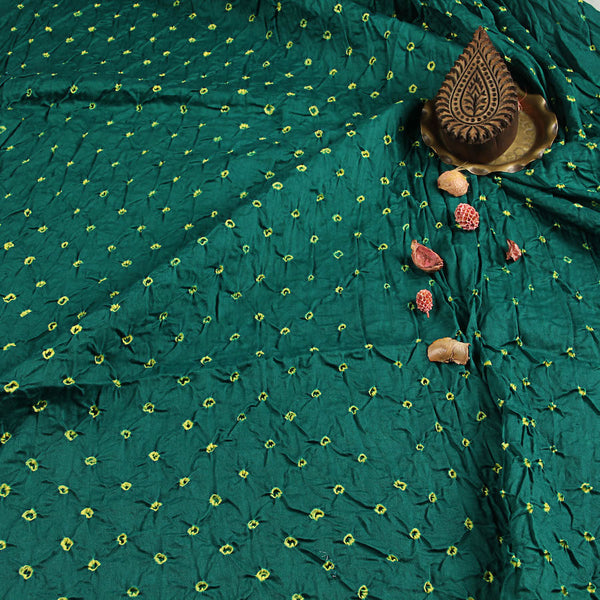 Bandhej Green Yellow Dots Cotton Fabric (2.5m)
