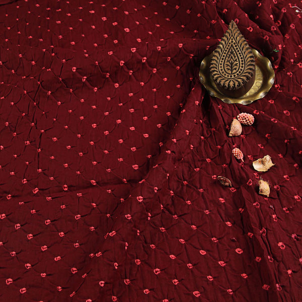 Bandhej Maroon Dots Cotton Fabric (2.5m)