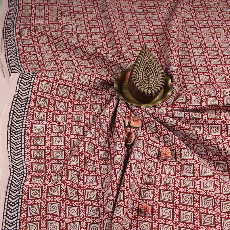 Bagh Geometric Hand Block Printed Cotton Fabric