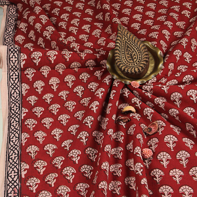 Bagh Flower Butti Hand Block Printed Cotton Fabric