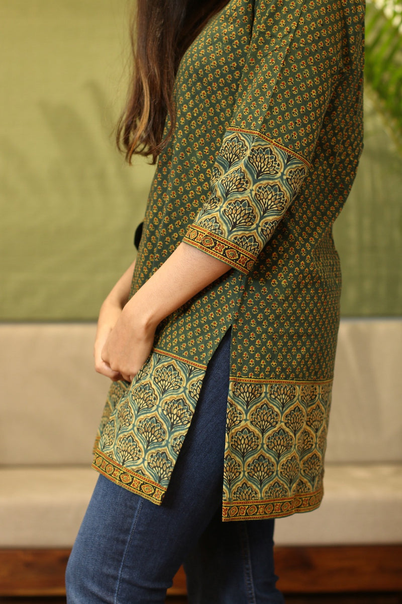 Henna Ajrakh Patchwork Short Cotton Kurta
