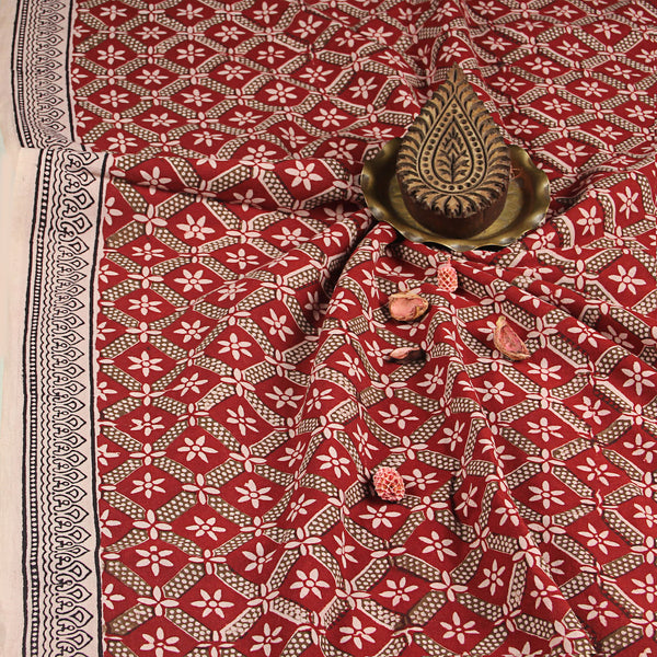 Bagh Mughal Jaal Hand Block Printed Cotton Fabric