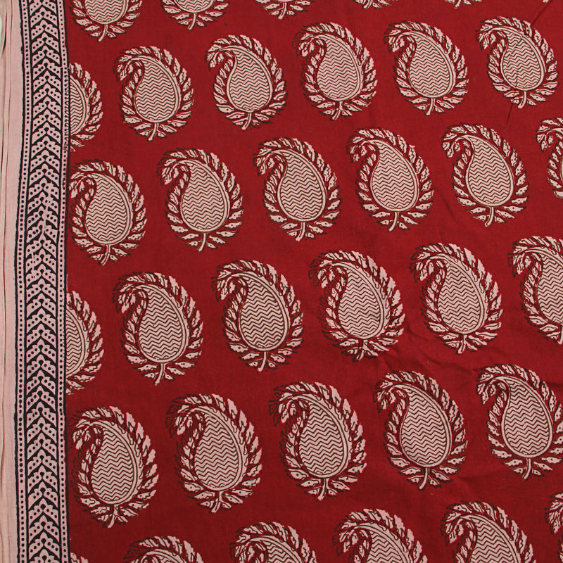 Bagh Leaf Butta Hand Block Printed Cotton Fabric