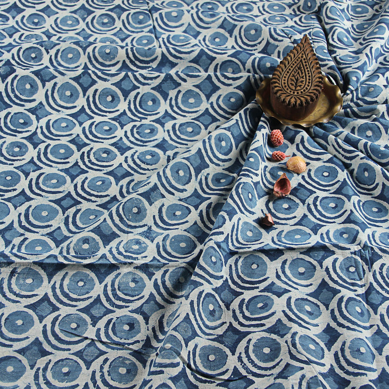 Dabu Geometric Hand Block Printed Cotton Fabric