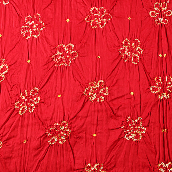 Six Petal Phool Bandhej Cotton Fabric (2 m)
