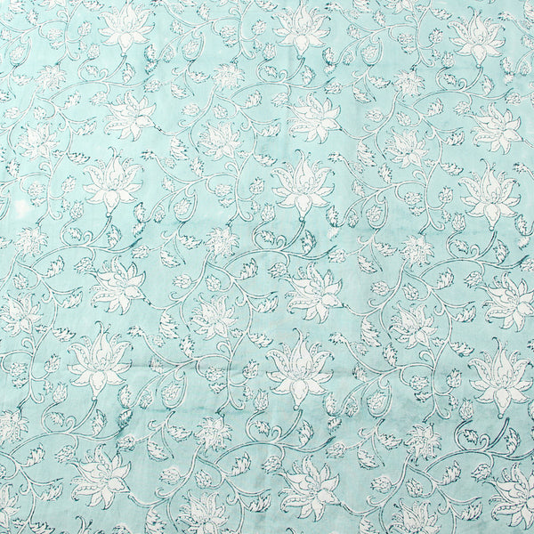 Floral Jaal Hand Block Printed Cotton Fabric