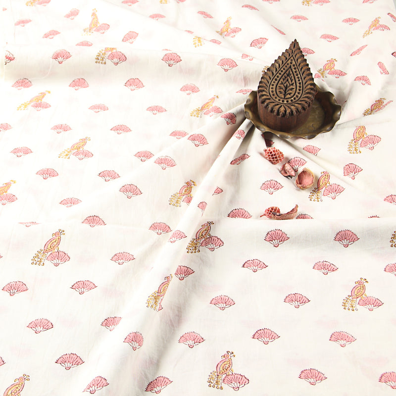Bird Hand Block Printed Cotton Fabric