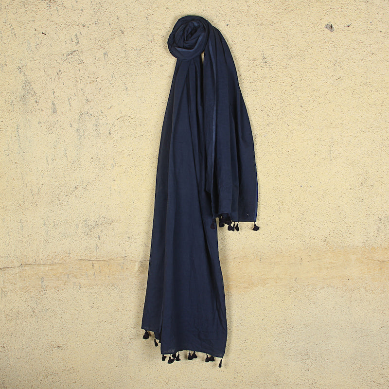 Navy Mul Cotton Natural Dyed Dupatta