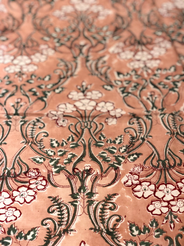 Peach Sanganeri Blouse Fabric