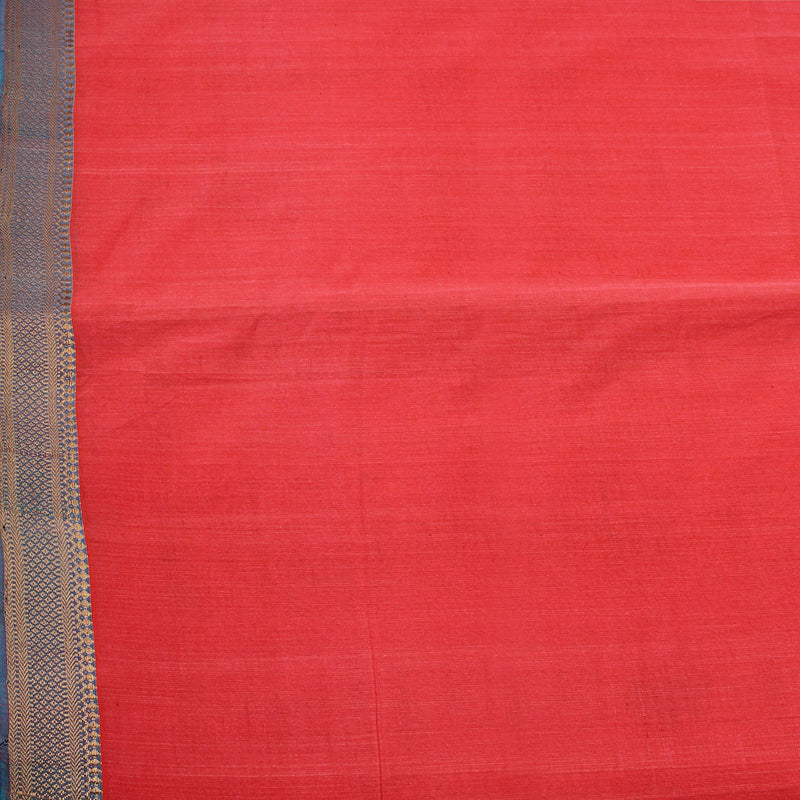 Mangalgiri Pink Plain Natural Dyed Nizam Border Cotton Fabric