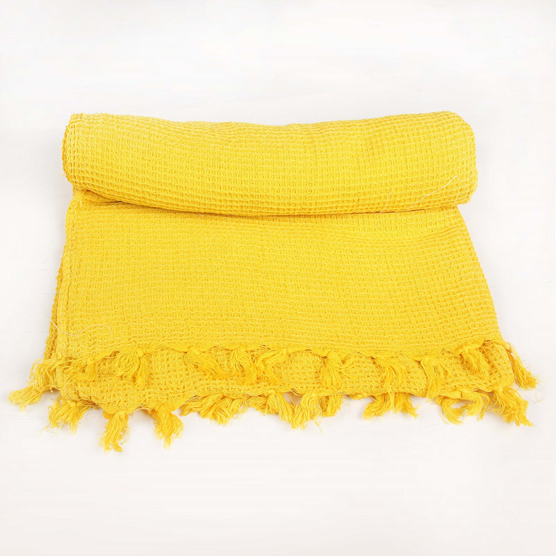 Sunshine Yellow Hand Woven Natural Dyed Waffle Weave Bath Towel