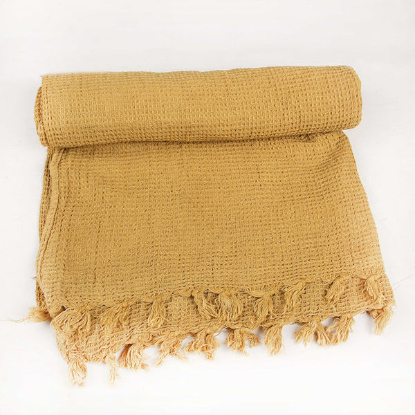 Chrome Yellow Hand Woven Natural Dyed Waffle Weave Bath Towel