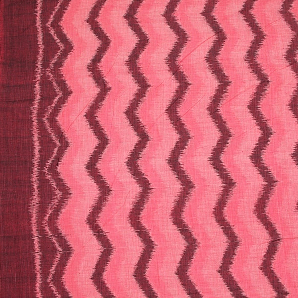 Pink Zigzag Pattern Ikkat Handwoven Cotton Fabric