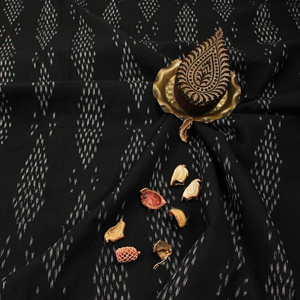 Black Ikkat Handwoven Cotton Fabric