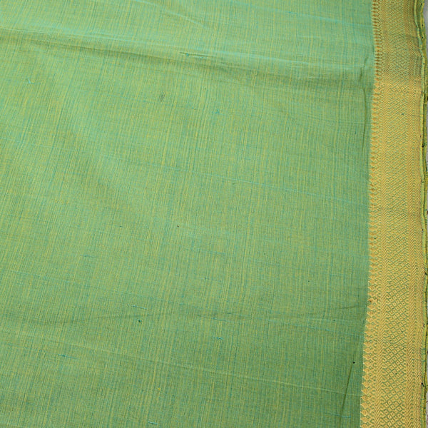 Mangalgiri Pista Dhoop Chaon Natural Dyed Nizam Border Cotton Fabric