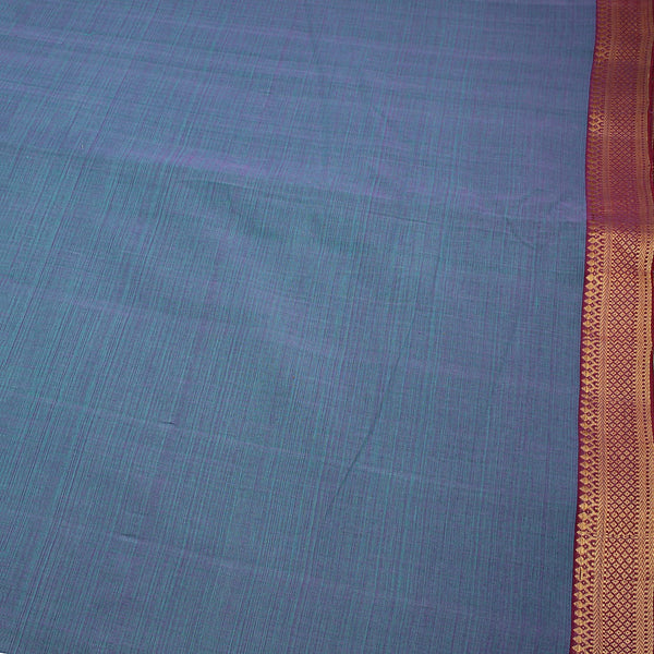 Mangalgiri Blue Dhoop Chaon Natural Dyed Nizam Border Cotton Fabric