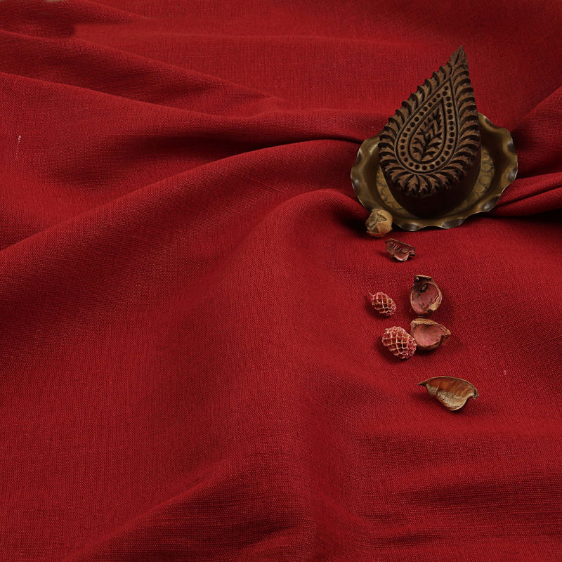 Red Cotton Jute Fabric