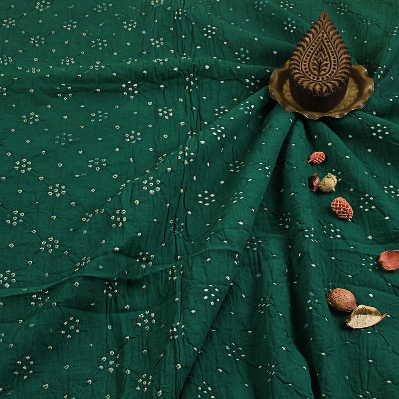Green Bandhani Cotton Fabric (4.7 M)