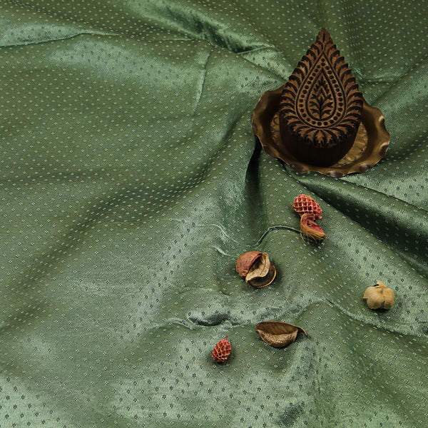 Pastal Green Mashru Plain Dots Satin Silk Fabric