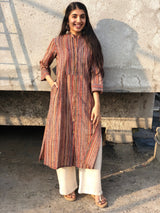 Kalamkari Striped Threaded Cotton Kurta | Relove