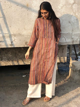 Kalamkari Striped Threaded Cotton Kurta | Relove