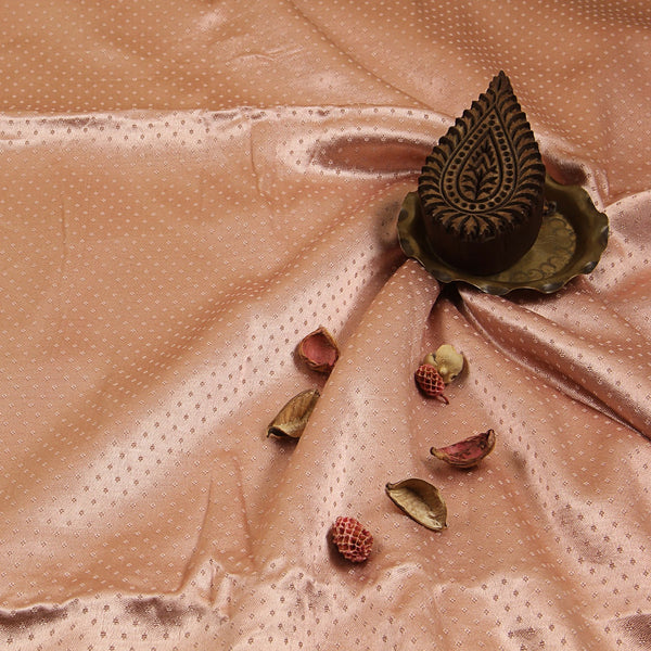 Light Pink Mashru Plain Dots Satin Silk Fabric
