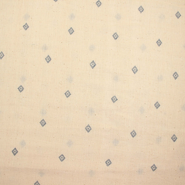 Off White & Indigo Organic Handwoven Kala Cotton Fabric
