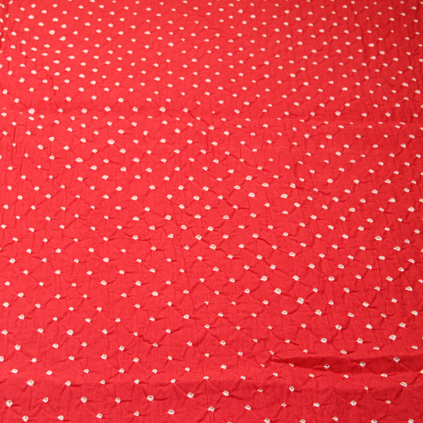 Fushia Pink Plain Dot Bandhani Cotton Fabric (4.8 M)
