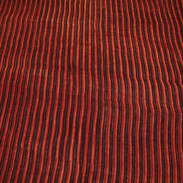Madder Stripes Linen Ajrakh Fabric (1m)