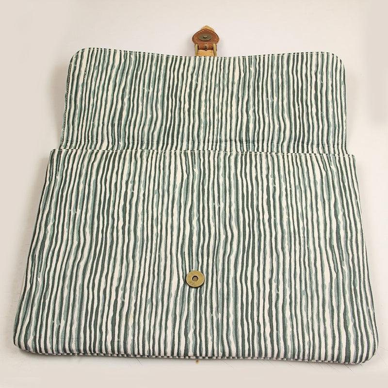 Green Stripe Ajrakh Laptop Bag