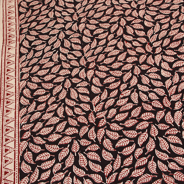 Bagh Black Leaf Jaal Hand Block Printed Cotton Fabric