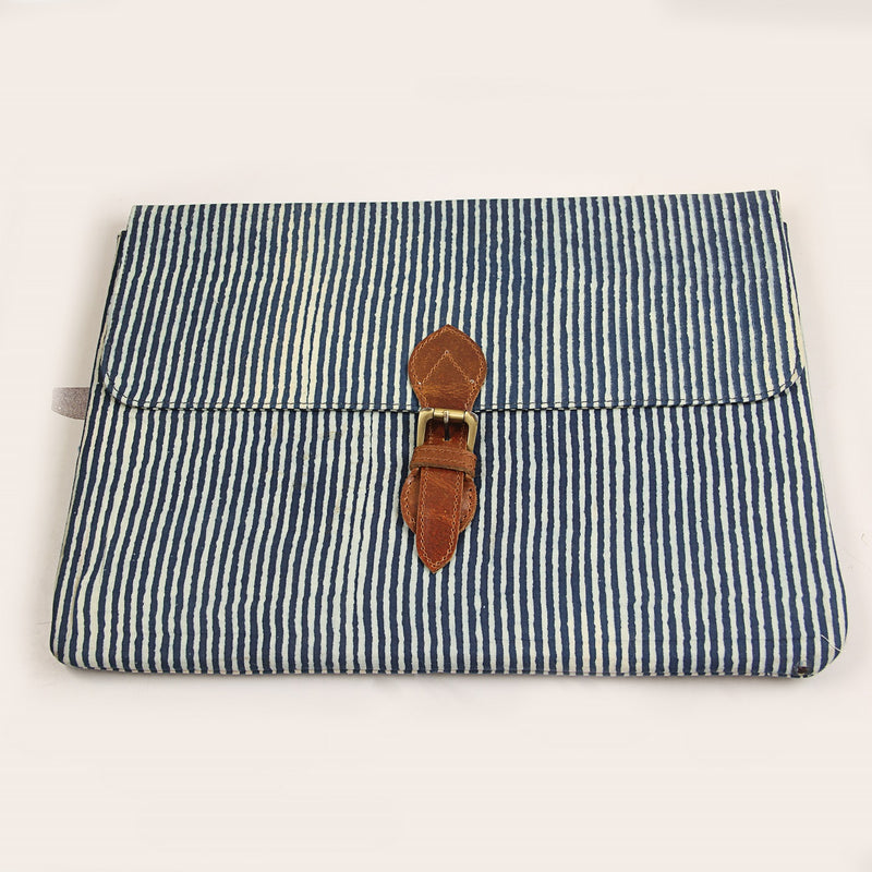 Indigo Stripe Ajrakh Laptop Bag