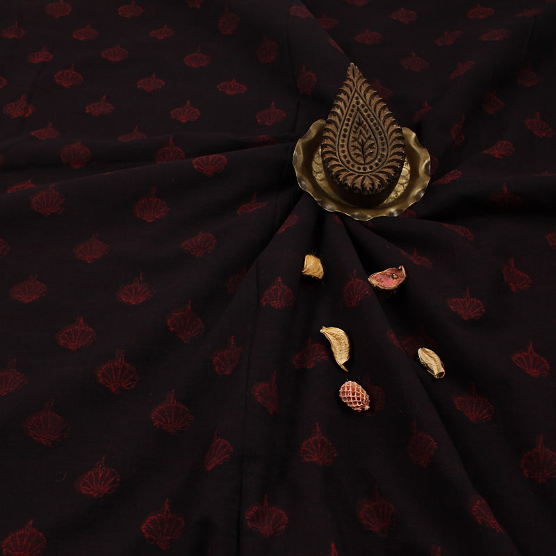 Umbrella Flower Dabu Hand Block Printed Cotton Fabric