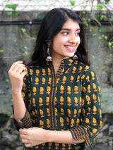 Geetika Leafy Henna Handblock Cotton Kurta + Palazzo | Relove