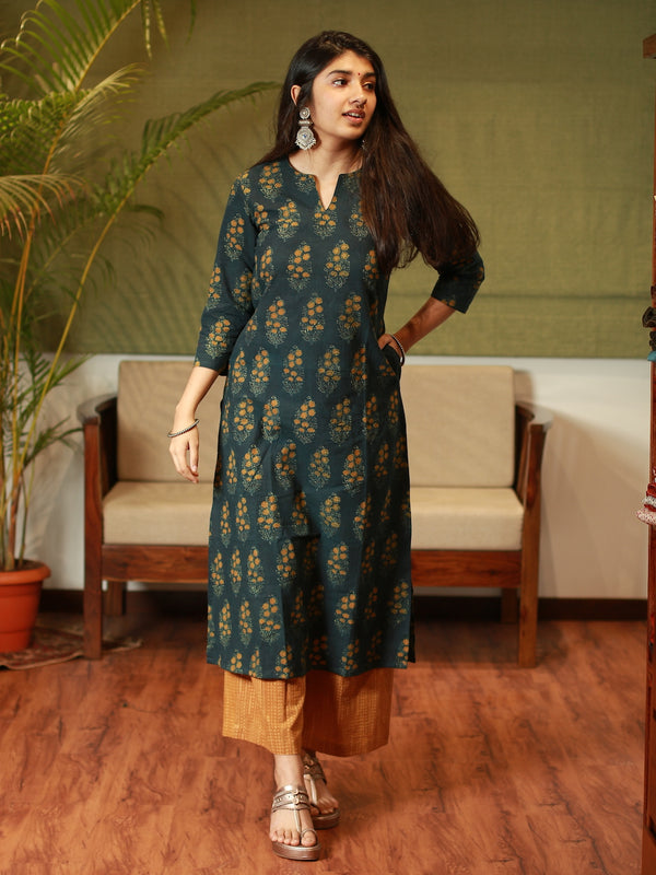 Women's Neelkari Blue Cotton Anarkali Suit Set - Pomcha Jaipur | Cotton  kurti designs, Cotton anarkali, Stylish dress designs