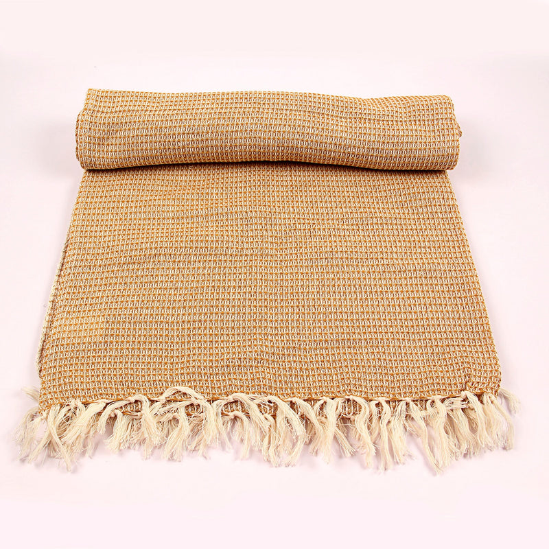 Sand Brown Hand Woven Natural Dyed Waffle Weave Bath Towel