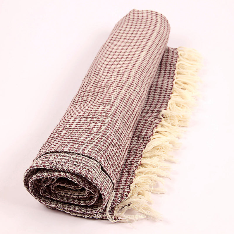 Magenta Pink Hand Woven Natural Dyed Waffle Weave Bath Towel